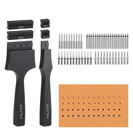 WUTA Removable Leather Hole Punch,Versatile Leather Stitching Punch,Leather Hole Punch Tool Set,Leather Stitch Punch for Leather Stitching Punch Craft DIY（3.38mm+3.85mm Set）
