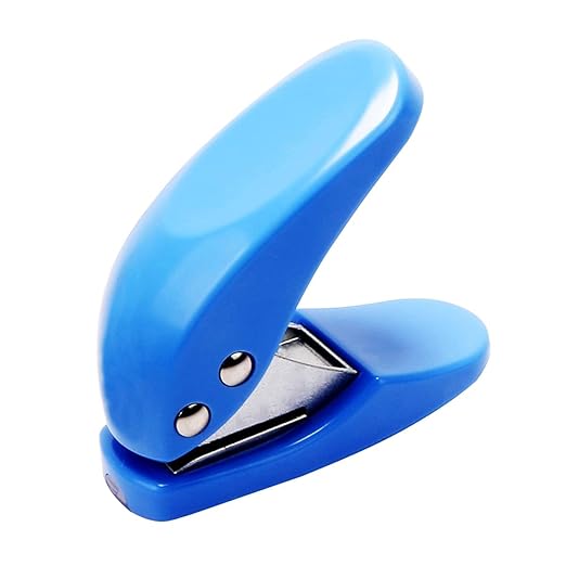 Mini Hole Punch, 10 Sheet Punch Capacity, Single Ring Cute Handheld Hole Punch (1 Blue)