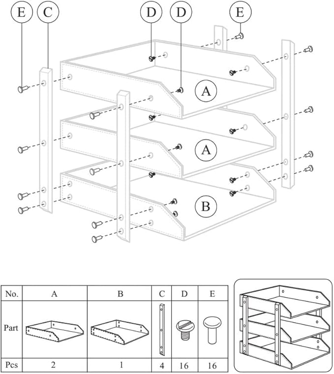 Very Sturdy 3 Tier Leather Desk File Rack for Office Supplies/Stationery/Folder,Stackable Letter Tray Organizer,Document Filing Organizer Holder for Desktop Storage (Brown)…