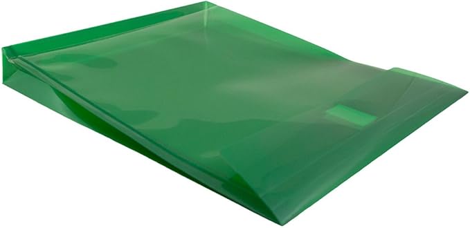 JAM PAPER Plastic Expansion Envelopes with Hook & Loop Closure - Letter Open End - 9 3/4 x 11 3/4 with 1 Inch Expansion - Green - 12/Pack