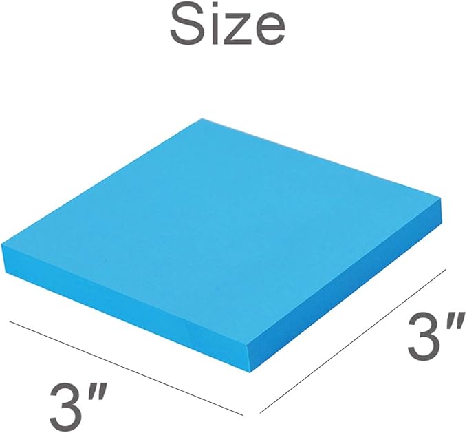 Sticky Notes 3x3 Inches,Bright Colors Self-Stick Pads, Easy to Stick for Home, Office, Notebook, 48 Pads/Pack
