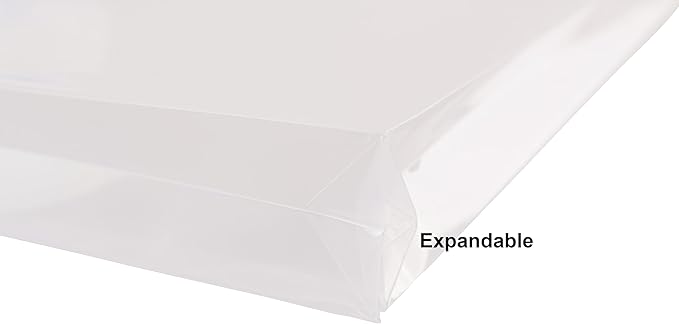 8.5 x 11 Letter Sized Clear Plastic Envelopes with Expanding Gusset Document File Storage Holder 10 Pack Hook Loop Closure