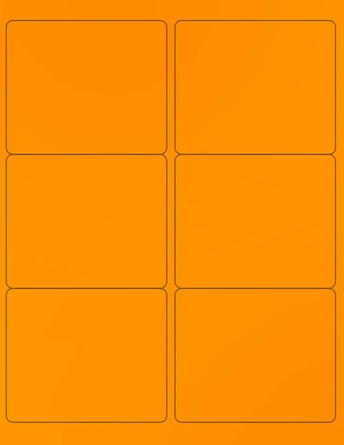 NextDayLabels - 8-1/2 x 11 Neon Color High Light Fluorescent Labels for Laser & Inkjet Printer (Orange Fluorescent, 4" x 3-1/3" - 6 Per Page | 300 Labels)
