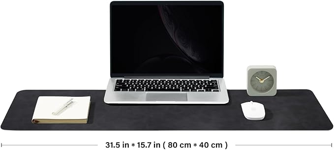 Distressed Leather Desk Mat - Non-Slip PU Desk Pad for Office and Home - Desk Organization and Accessories - Ideal for Large Mouse Pad and Desk Mats on Top of Desks(Charcoal Black,31.5"x 15.7")