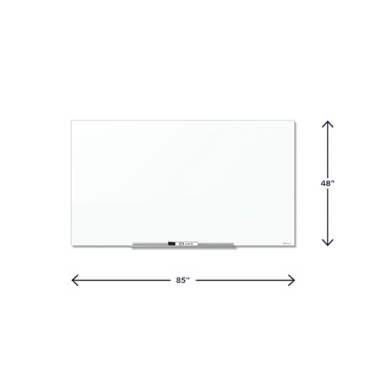 Quartet Glass Whiteboard, Magnetic Dry Erase Board, Wall Mounted Whiteboard for Office, School and Home, 85" x 48", White (G8548IMW)