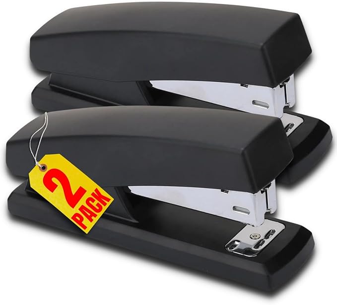 Always23 Stapler, Stapler for Classroom, 20-Sheet Capacity, Staplers, 2 Pack Black.
