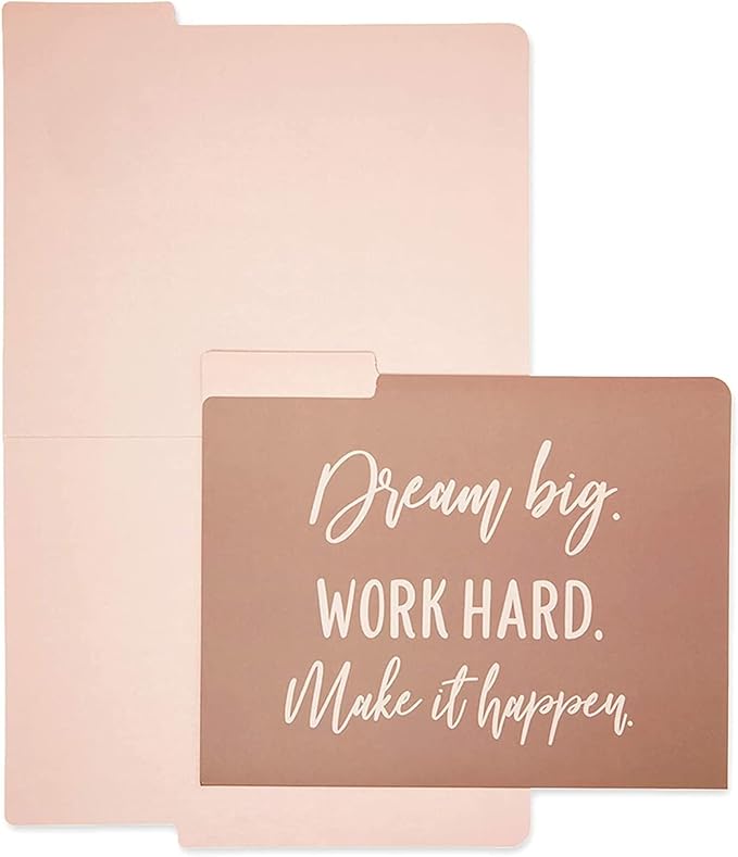 Paper Junkie Decorative File Folders, Letter Size for Women, Cute Earth Tone Aesthetic Office Supplies with Inspirational Sayings, 1/3 Cut Tabs (11.5 x 9.5 Inches) - Pack of 12 - Cute File Folders