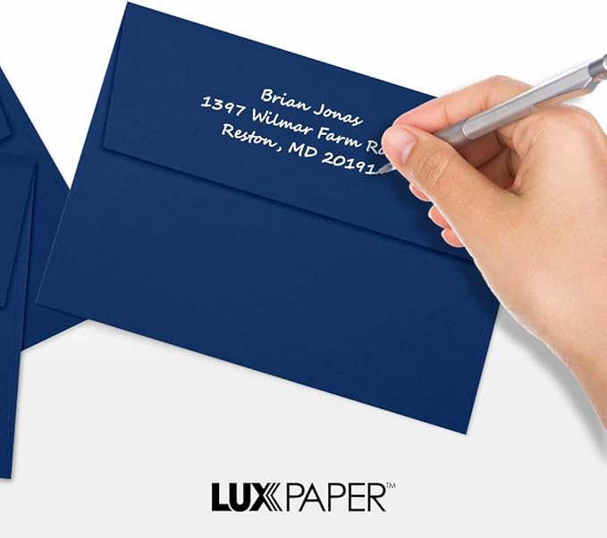 LUXPaper A7 Invitation Envelopes | Peel & Press | 5 1/4" x 7 1/4" | Navy Blue | 80lb. Text | 50 Qty