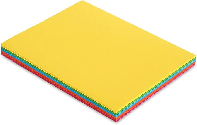 Neon Paper Pack of 150 (30 of Each Color), 8-1/2-x-11 Inches, 110 GSM 29 lb Colorful Computer Printer Paper