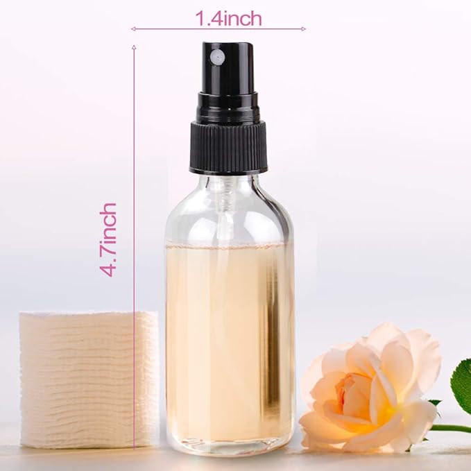 Wedama Spray Bottle, 2 oz Fine Mist Glass Spray Bottle, Little Refillable Liquid Containers for Watering Flowers Cleaning (16 Pack, Clear)