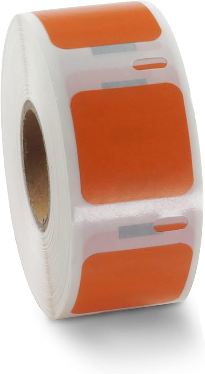 BETCKEY Colored Labels Compatible with Dymo 30332 (1" x 1") Square QR Code Labels, Compatible for Dymo LabelWriter Thermal 450, 4XL & Zebra Desktop Printers [2 Rolls, Orange]