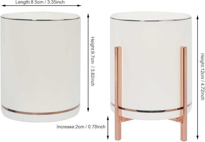 Rose Pen Cup Holder for Ladies, Desk Pencil Holder for Women, Ceramic Pencil Cups, Rose Gold Makeup Brush Cup, Cute Makeup Brush Holder, Office Desk Accessories for Women