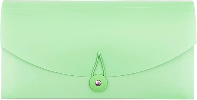Small Accordion File Organizer - 13 Pocket Expanding Folder for Receipts, Bills, and Envelopes - Money Saving Binder (Green)
