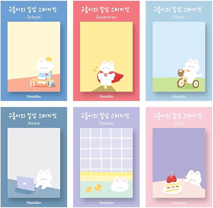 Monolike Gureum's Daily Life Sticky-it - 6p Set Self-Adhesive Memo Pad 50 Sheets