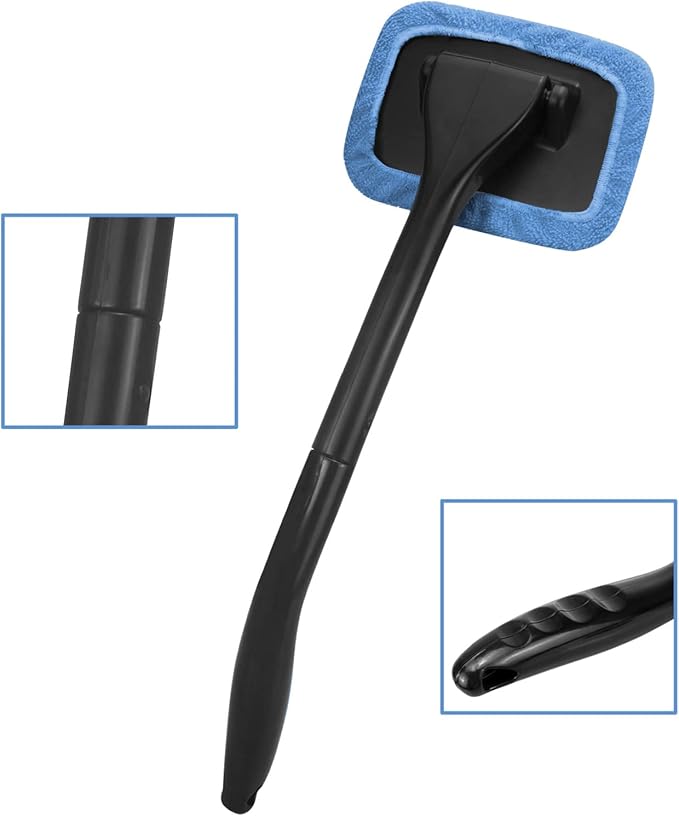 SoSickWithIt Car Windshield Cleaning Tool, Windshield Cleaner with 4 Washable and Reusable Microfiber Pads and Extendable Handle, for Auto Glass Wiper