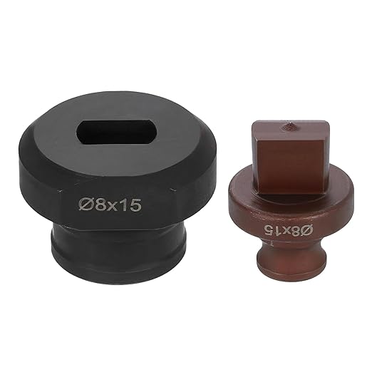 HARFINGTON Hydraulic Hole Punch Die 8x15mm Slotted Hole 40Cr Steel Electric Punching Kit for MHP-20 JP-20 Electric Punching Machine, Burgundy & Black