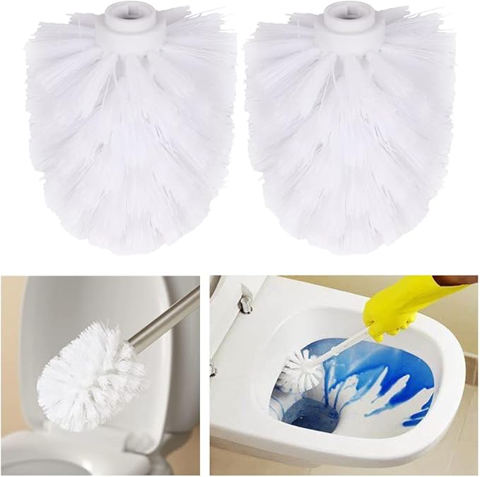 2Pcs Toilet Brush Replacement Head Cleaning Tool, Suitable for Brush rods with a Diameter of 12mm, White
