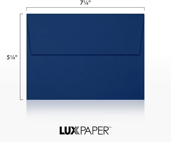 LUXPaper A7 Invitation Envelopes | Peel & Press | 5 1/4" x 7 1/4" | Navy Blue | 80lb. Text | 50 Qty