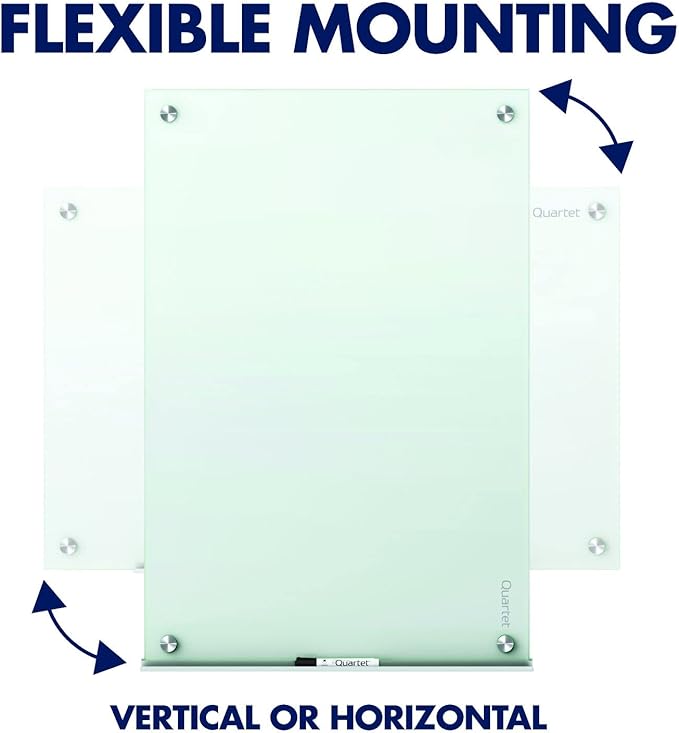 Quartet Whiteboard, Glass Dry Erase Board, Magnetic, 6' x 4', Infinity Frameless Mounting, White Surface, Accessory Tray, 1 Dry Erase Marker and 2 Glass Board Magnets (G7248W)