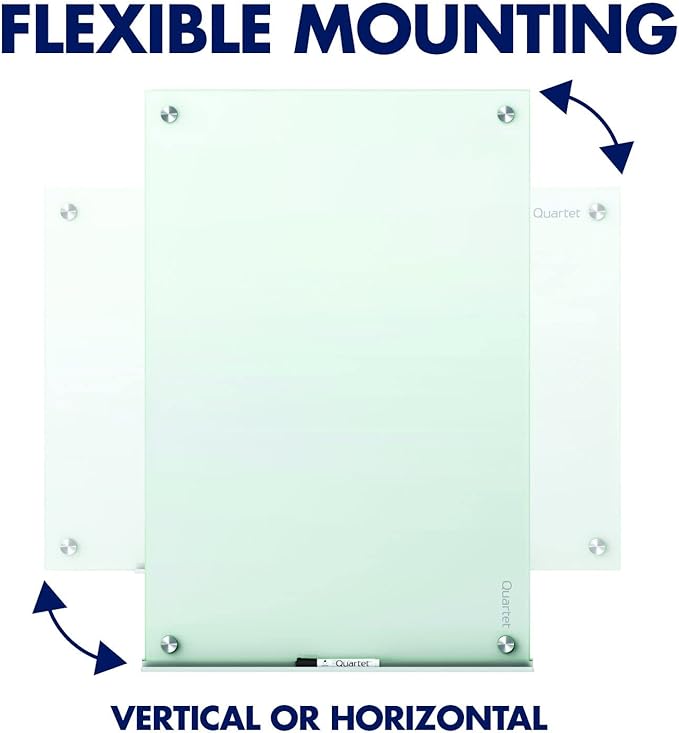 Quartet Magnetic Glass Dry Erase White Board, 24''W x 18''H Whiteboard, Infinity Frameless Mounting, White Surface (G2418W)