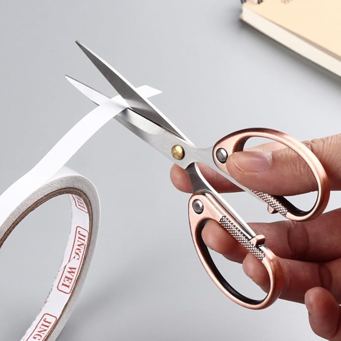 5" All Stainless Steel Office Scissors,Ultra Sharp Blade Shears,Sturdy Sharp Scissor for Office Home School Sewing Fabric Craft Supplies Multipurpose Scissors Bronze