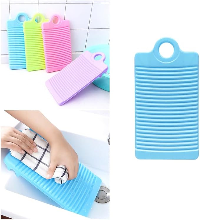 Veemoon Mini Laundry Washing Board Portable Plastic Hand Washing Board Household Washboard Clothes Wash Scrubbing Tool for Travel and Home Manual Clothing Clean (12.4x6.6 Inch, Blue)
