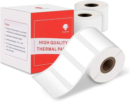 Label Paper Compatible with Phomemo M110/M100/M200/M220/M221 Label Printer, Sticker Multi-Purpose Label Tape Self-Adhesive Thermal Paper, Black on White, 1.97"x1.18" (50x30mm) 230 Labels/Roll, 3-Roll