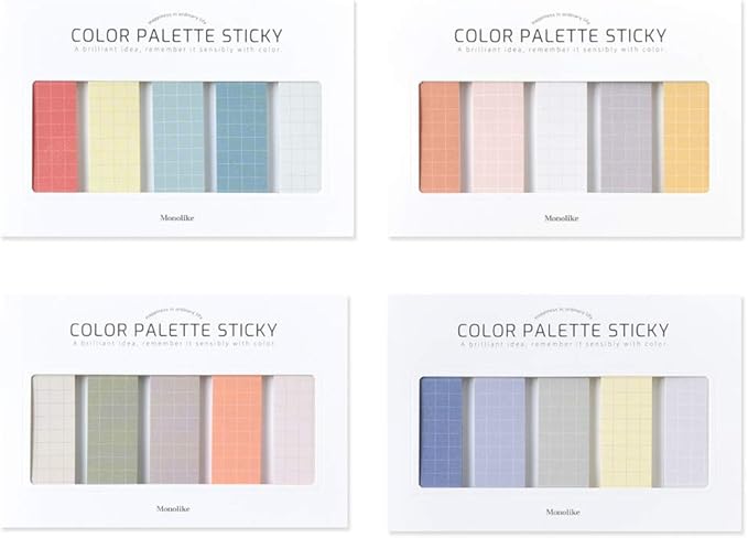 Monolike Color Palette Sticky Grid 500 A Set 4p - Self-Adhesive Memo Pad 30 Sheets