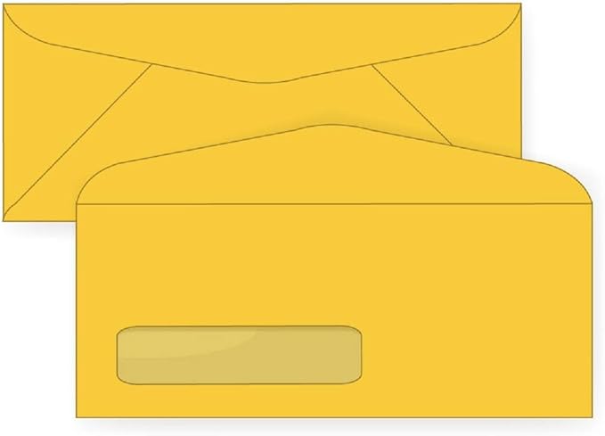 Limited Papers (TM) Regular Mailing And Business Envelopes, Left Hand Window, No. 10 (4.8 x 9.5 Inch), Gummed seal, 24 Pound, Variety of Colors And Quantities. (Gold, 250)