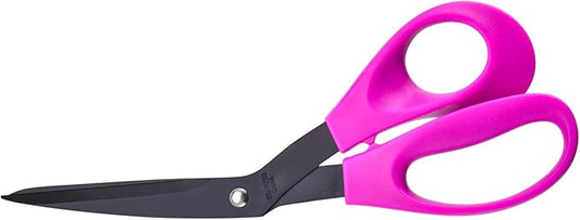 8.5‘’ Bent Fabric Scissors All Purpose Sharp Heavy Duty, Bent Shears for Sewing Crafting Cutting Clothes, Felt, Leather, Paper Supplies, Purple Handle and Black Titanium Coating Blades