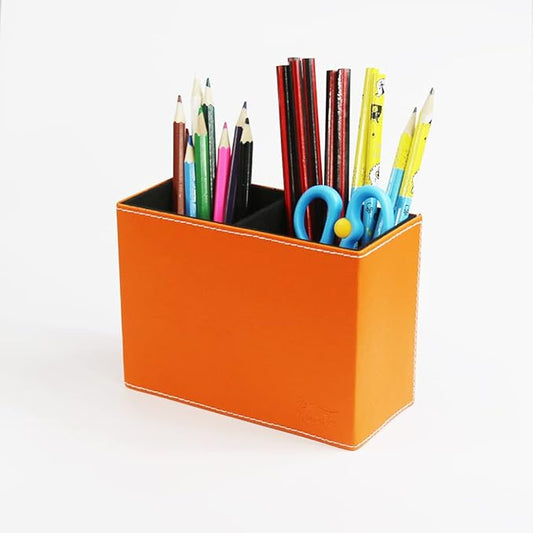 Pen Pencil Holder Cup Container PU Leather Desk Organizer Stand Decor Brush Scissor Decoration Office Home School