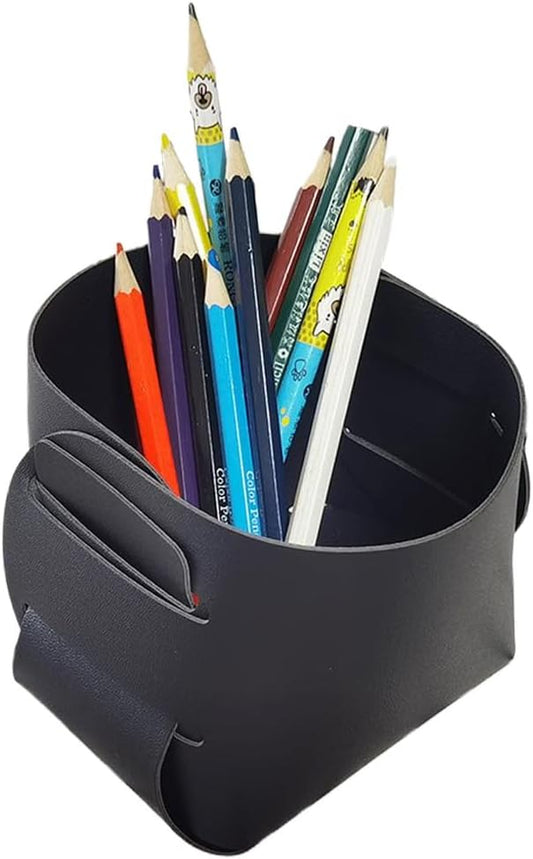 Pen Holder for Desk Pencil Organizer Cute Cup Holders Aesthetic (Black, 3.94"x 3.94"x 3.94")