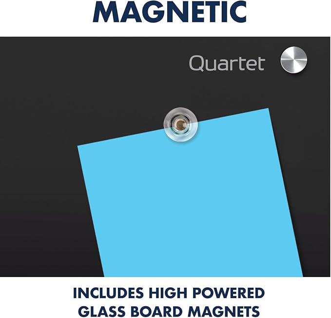 Quartet Glass Whiteboard, Magnetic Dry Erase White Board, 36" x 24", Black Surface, Infinity (G3624B)