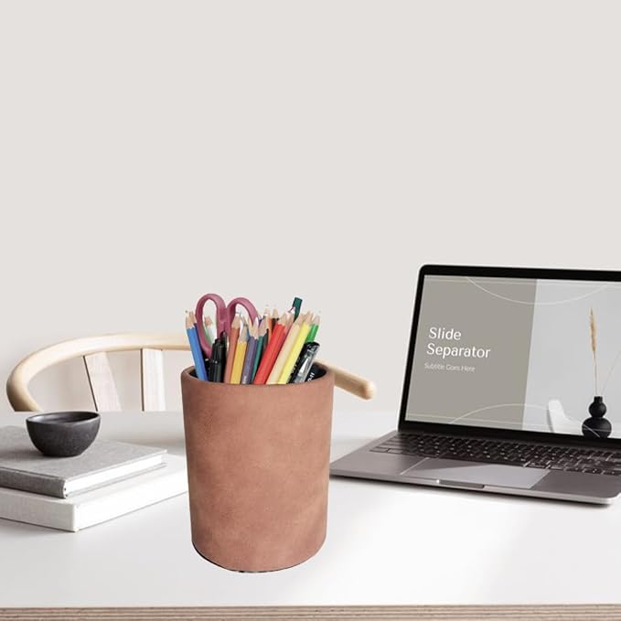 Pen Pencil Holder Cup Container Leather Desk Organizer Stand Decor Brush Scissor Holder Decoration Office Desk Home School