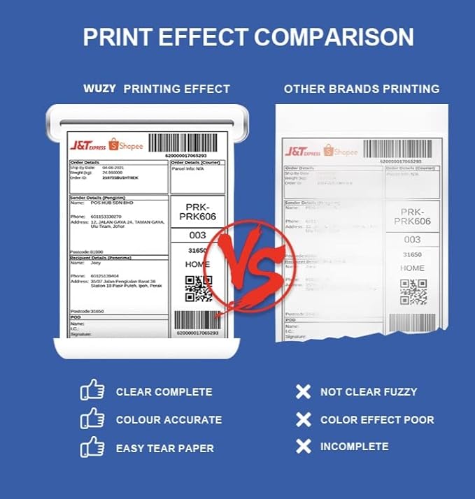 Wuzy 4x6 Shipping Label Printer Commercial Grade Direct Thermal High Speed Shipping Printer for Home Small Business, Compatible with Etsy, Shopify, Ebay, Amazon, FedEx, UPS, USPS