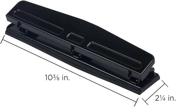 JAM PAPER Metal 3 Hole Punch - Black - 10 Sheet Capacity - Hole Puncher Sold Individually