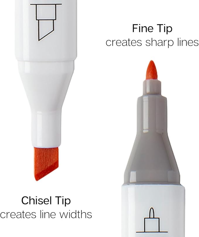 KINGART 424-60 PRO Double-Ended Alcohol Ink Art Markers, 60 COLORS, Fine Point & Chisel Tips, Permanent with Superior Blendability, Includes Plastic Case, 60 Pc.