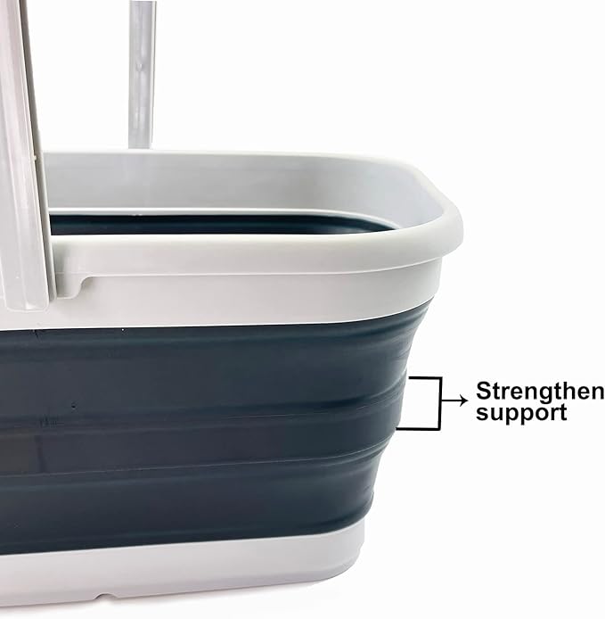 SAMMART 12L (3.1 Gallon) Collapsible Rectangular Handy Basket/Bucket/Multiuse Foldable Water Pail for Camping, Fishing (Slate Grey)