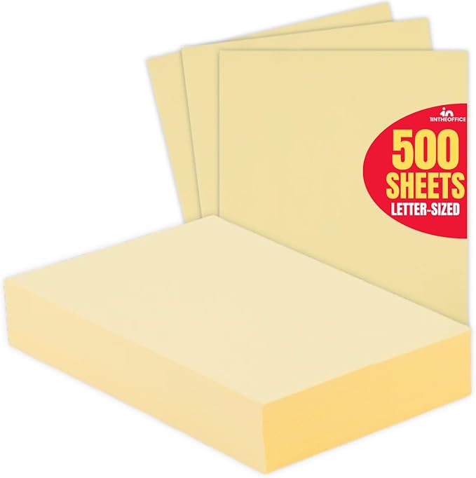 1InTheOffice Yellow Copy Paper, Yellow Colored Copy Paper, Printer Paper 8.5 x 11 inch Letter Size, 20lb Density, (500 Sheets)