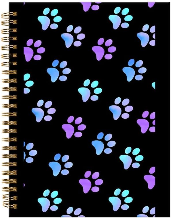 Spiral Journal Notebook,A5 Hardcover Lined Journals for Women Girl 6 x 8.3 in,120 Pages Thick Paper,Cute College Ruled Writing Notebook for Gifts Office Work School(Purple Dog Paw)