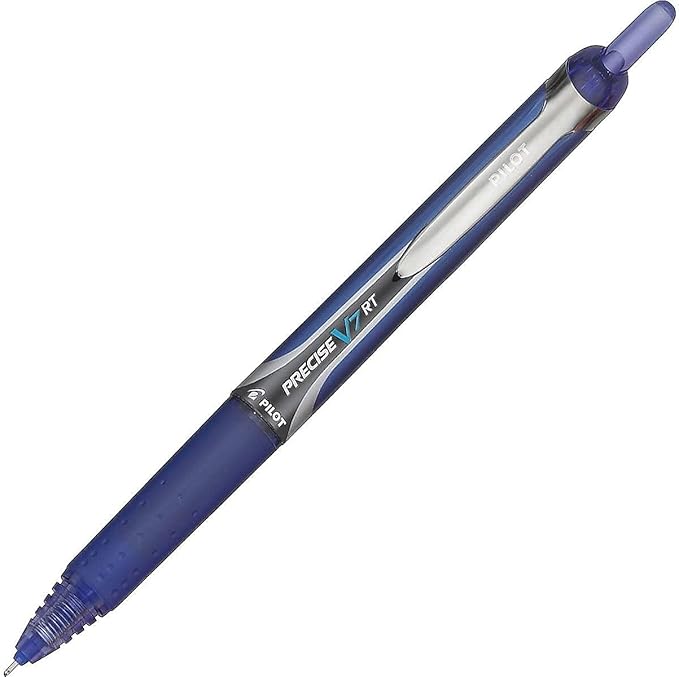 Pilot Precise V7 RT Refillable & Retractable Liquid Ink Rollerball Pens, Blue Ink Pens, Fine Point (0.7 mm), 12-Pack - Ideal for School, Journaling, and Office Writing
