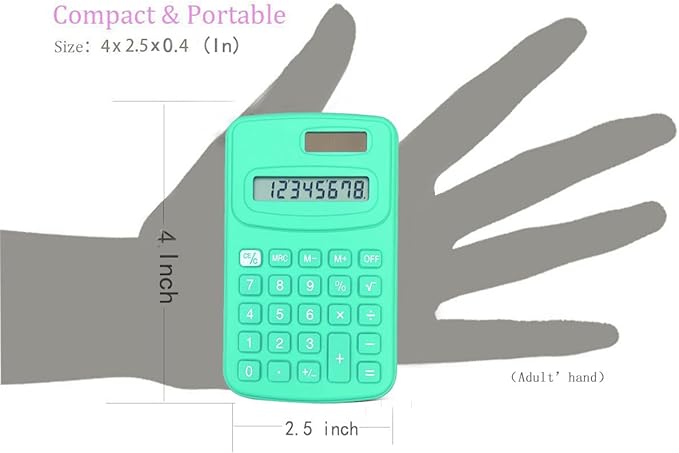 Basic Calculator, BESTWYA Calculators for Classroom with 8 Digit Silicone Button (4 Colors, Set of 8)