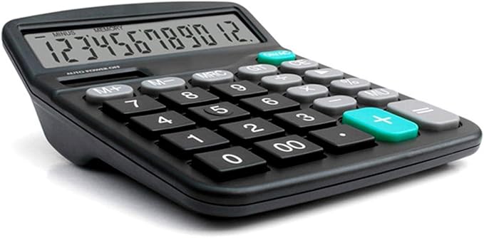 Meichoon Calculator 12 Digit Display Solar Battery Dual Power Financial Dedicated Large Standard Function Desktop Business Calculator Multifunctional Calculating Machine KA08 Black