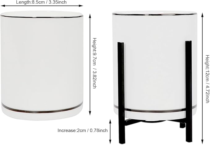 Ceramic Pencil Cup for Desk, White and Black Pen Holder for Desk, Desktop Makeup Brush Holder, Black Ceramic Pencil Holder