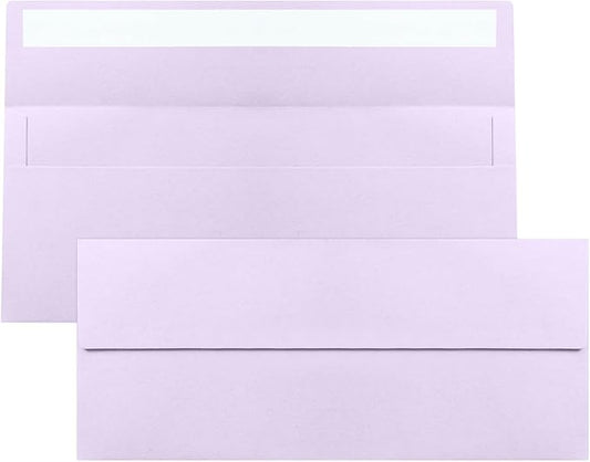 50 Pack Light Purple #10 Business Envelopes, Standard Envelopes Self Seal, 4 1/8 x 9 1/2 Inch Letter Size Business Mailing Envelopes for Checks Invoices Statements Baby Shower Wedding Birthday