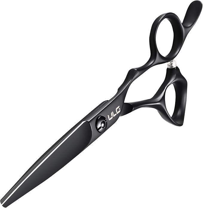 ULG Hair Cutting Scissors, Ultra Sharp Stainless Steel Blades, Matte Black Teflon Coated, Comfortable Offset Handle, Easy-to-Use Shears for Trimming, Shaping, At Home Haircuts Like a Pro, 7-Inch