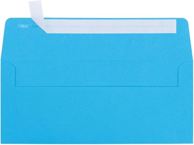 LUXPaper #10 Business Envelopes | Peel & Press | 4 1/8" x 9 1/2" | Bright Blue | 60lb. Text | 250 Qty