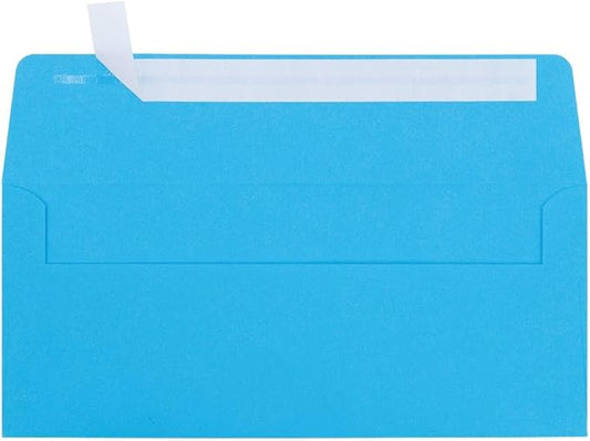 LUXPaper #10 Business Envelopes | Peel & Press | 4 1/8" x 9 1/2" | Bright Blue | 60lb. Text | 1,000 Qty