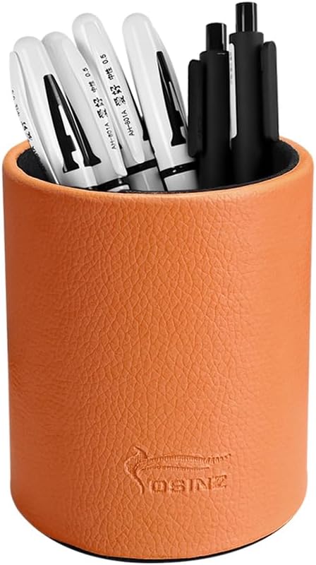 Pen Pencil Holder Cup Container PU Leather Desk Organizer Stand Decor Brush Scissor Holder Decoration Office Desk Home School