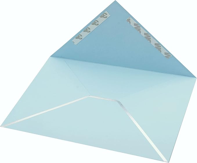 A7 Envelopes - V Flap Foil Border Luxury Mailing Envelopes for 5" x 7" Cards - for Wedding, Invitations, Baby Shower, Photos, Graduation, Birthday, Bridal Shower - 5.25" x 7.25" (Baby Blue, 50 Pack)